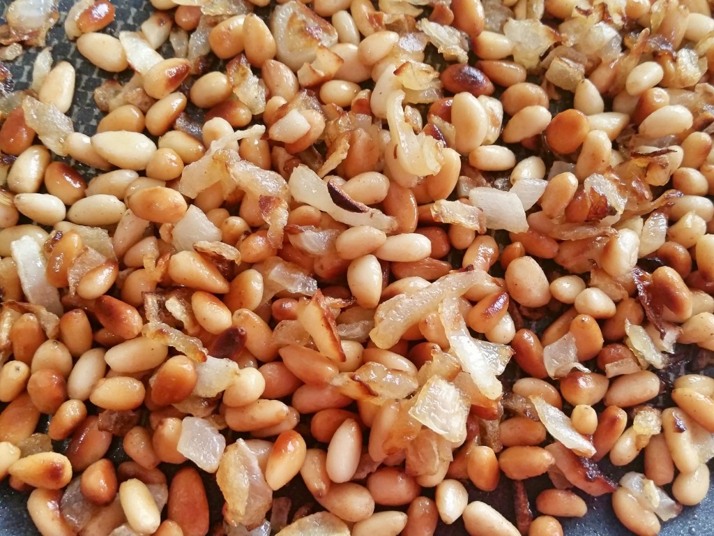 pinenuts onion garlic sauteed