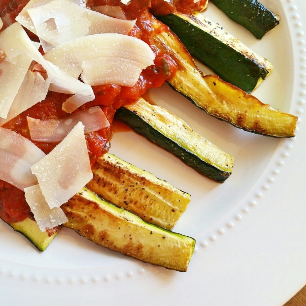 Roasted Zucchini Sticks with Tomato + Parmesan - Recipe - Clovers & Kale