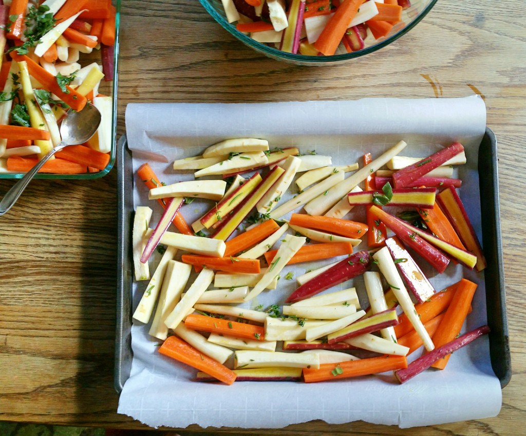 Easy Roasted Parsnips & Rainbow Carrots